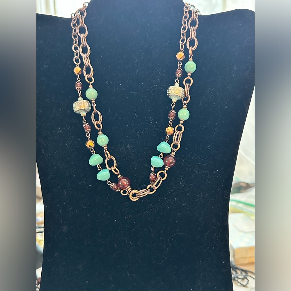 2028 double strand beaded boho necklace